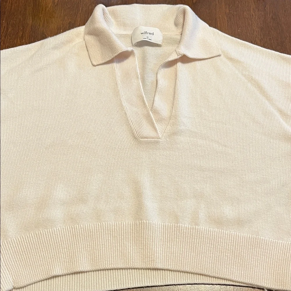 Aritzia Ginny Polo Sweater - Ivory/Cream - Picture 3 of 9